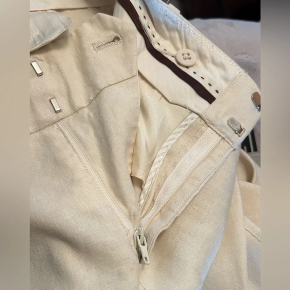 Banana Republic Flax Blend Stretch Martin Fit Womens Dress Pant Cream Size 6P - Picture 8 of 9